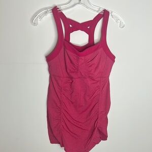 Athleta Pink Sleeveless Ruched Tank size S EUC
